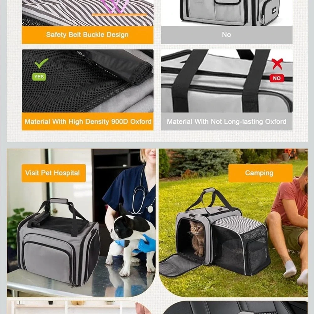 Gray Cat Carrier Travel Set, Used Once.
